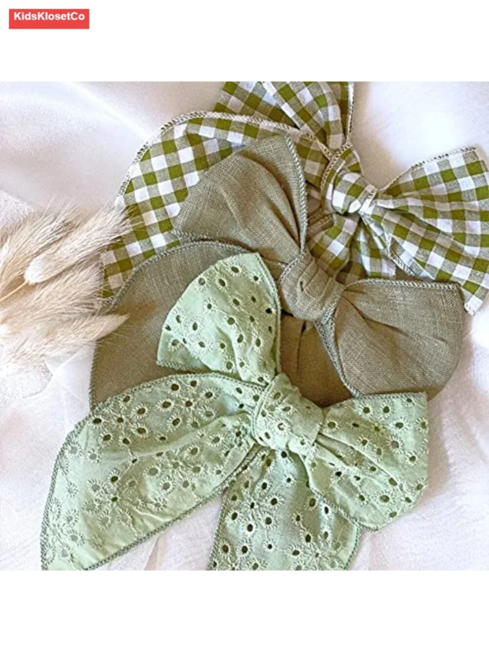 Handmade Linen & Cotton Bow Hair Clips Set of 12 Duckbill Clip